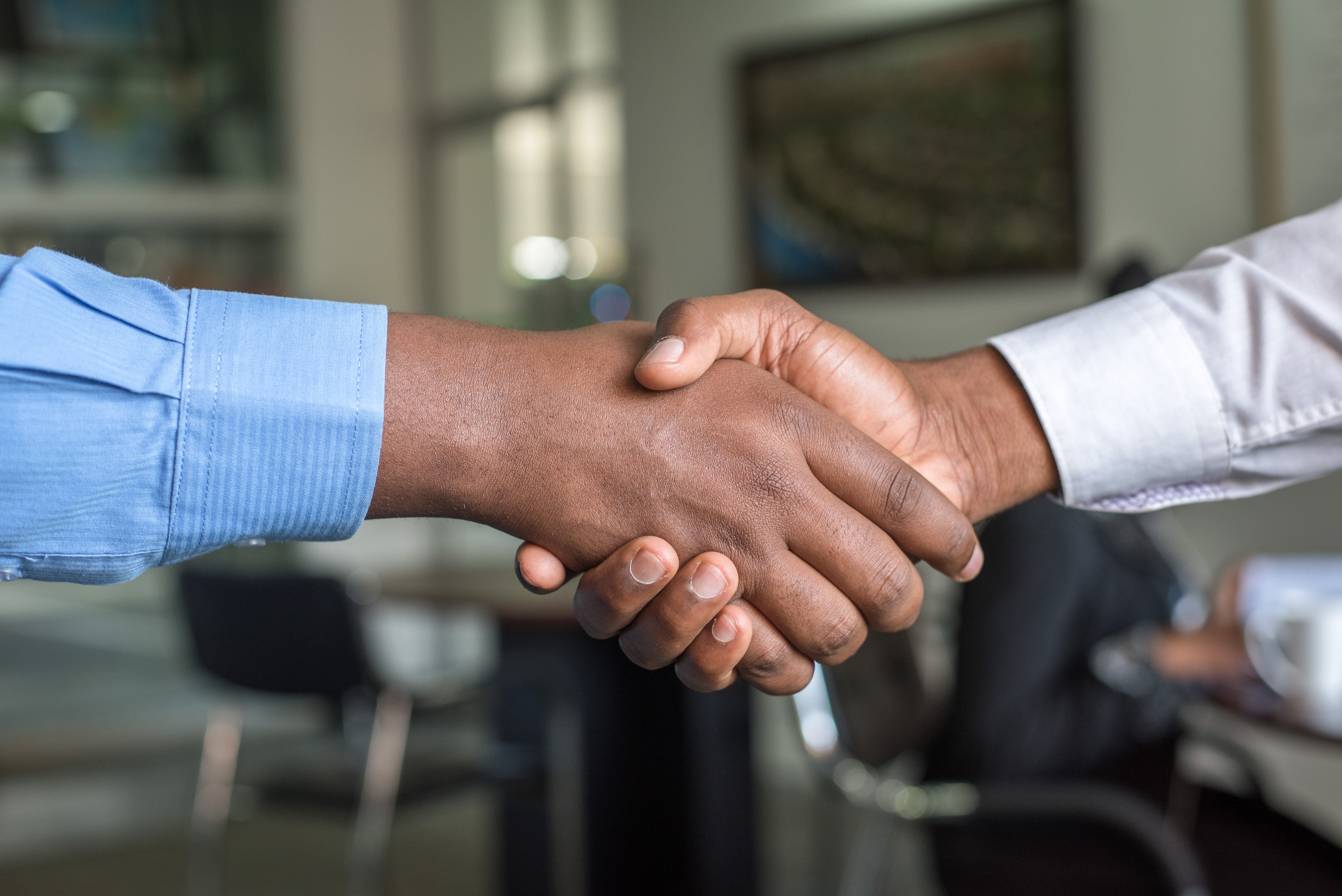 Two men shaking hands in agreement